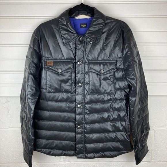 VTG PAUL SMITH JEANS Men’s METALLIC Black down PUFFER jacket Men’s Size S - Picture 1 of 12